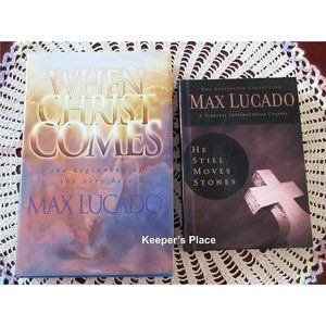 2 MAX LUCADO Books He Still Moves Stones And When Christ Comes HC Mint